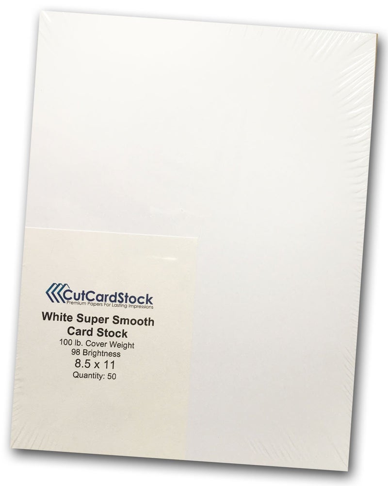 CutCardStock Premium White Heavyweight 100lb Super Smooth 8.5x11 Card Stock (50 Pack) - Image 1